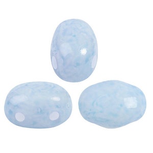 Samos® par Puca® Bead, Milky Light Sapphire, 2-Hole, 25 count, 7 x 5 mm, (02010-34307)