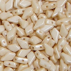 Kite Beads, Chalk Beige Luster, 40 count, 9 x 5 mm 2-Hole Czech Bead, (03000-14413)