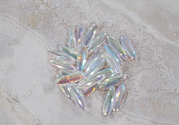 Dagger Beads, Crystal Full AB, 5/16mm, Czech Pressed Glass, (00030-28703), 25 count