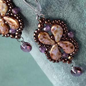 Paisley Duo Bead, Antique Chrome, 2 Hole Glass Beads, (18549