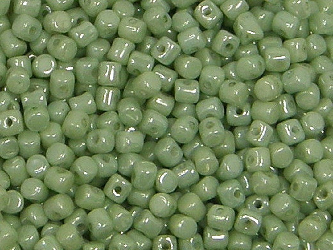 Perles Minos Puca - 2.5x3mm Vert Clair Céramique Look - 10g Pour Création DIY