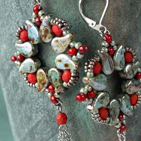 Paisley Duo Bead, Antique Chrome, 2 Hole Glass Beads, (18549