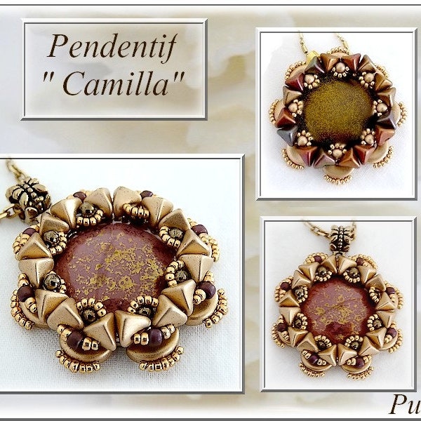 FREE! Camilla Pendant Pattern by par Puca - Paris, Free with Bead Purchase, Do NOT buy, See Materials list & order details in description