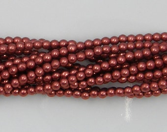 4mm Round Bead, Saturated Metallic Valiant Poppy, Druk Bead, (06B02), 100 count