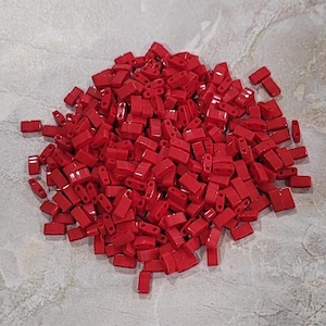 Miyuki Half Tila Bead, Matte Opaque Red, 2-Hole, 5 x 2 mm, 2-Hole Czech Bead, (TLH408)