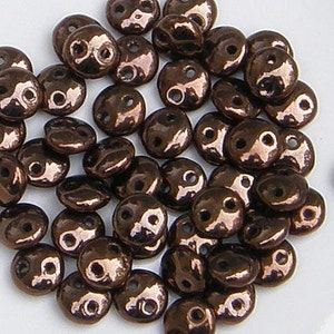 CzechMate Lentil, Dark Bronze, 2 Hole Bead, (14415),  50 count