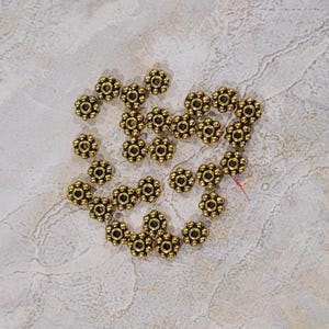 Antique Gold Plated 5 mm Daisy Spacer Beads (SB-5-AG-1), 50 count