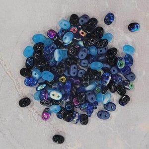 SuperDuo, Midnight Mix, 2 hole Beads, (duo5mix160), 2.5mmx5mm, 9 grams