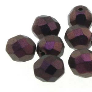 Feuerpolitur, Polychrome Pink Olive (Pflaume), 6mm Rundperle, Tschechisches Pressglas, (94106), 25 Graf