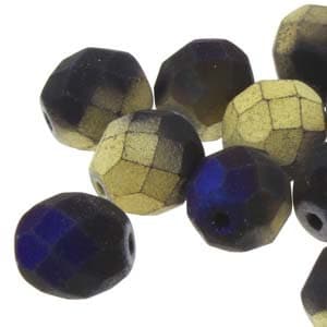 Fire Polish, Matte Cali Blue, 4mm Round Bead, (98848), 40 count