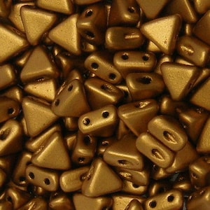 Kheops Par Puca, Bronze doré mat, Perles de verre 2 trous, (khp-00030-01740), 6 mm, 25 pièces