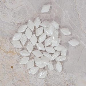 GemDuo Beads, Chalk Luster, 40 count, 5 x 8 mm 2-Hole Czech Bead, (GD-03000-14400)