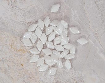 GemDuo Beads, Chalk Luster, 40 count, 5 x 8 mm 2-Hole Czech Bead, (GD-03000-14400)