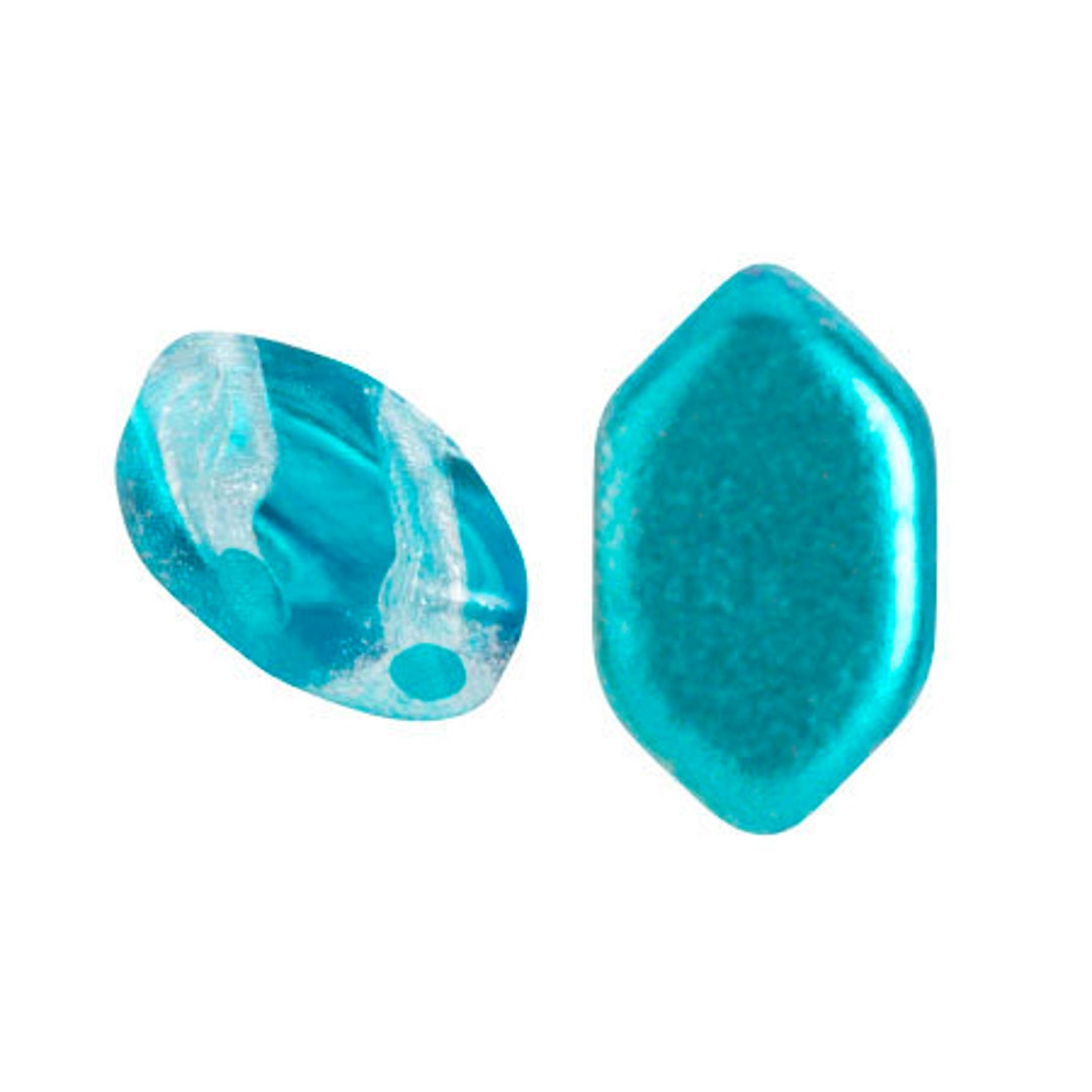 Paros Par Puca Bead, Ice Slushy Blue Curacao, 2hole, 30 Count, 7 X 4