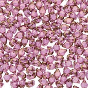 MINI GemDuo Beads, Crystal Violet Luster, 50 count, 6 x 4 mm 2-Hole Czech Bead, (GD-64-00030-14496)