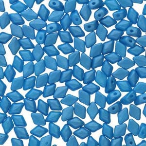 MINI GemDuo Beads, Pearl Shine Aqua, 50 count, 6 x 4 mm 2-Hole Czech Bead, (GD-64-02010-24008)