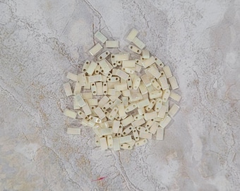 Miyuki Half Tila Bead, Ivory Pearl Ceylon AB, 2-Hole, 5 x 2 mm, 2-Hole Czech Bead, (TLH486)