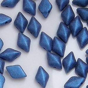 MINI GemDuo Beads, Metallic Suede Blue, 50 count, 6 x 4 mm 2-Hole Czech Bead, (GD-64-23980-79031)