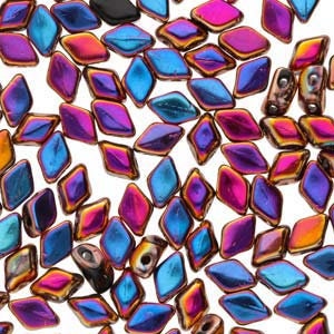 MINI GemDuo Beads, Jet Full Sliperit, 50 count, 6 x 4 mm 2-Hole Czech Bead, (GD-64-23980-29503)