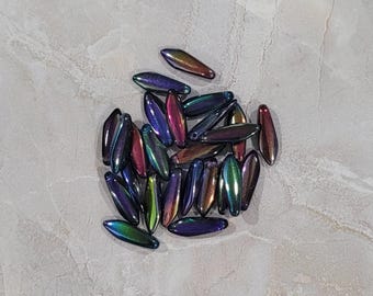 Dagger Beads, Crystal Magic Blue, 5/16mm, Czech Pressed Glass, (95100), 25 count