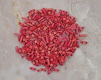 Miyuki Quarter Tila Bead, Matte Opaque Red AB, 2-Hole, 5 x 1 mm, 2-Hole Czech Bead, (QTL408fr)