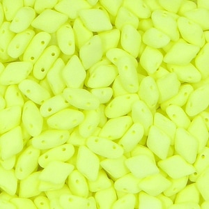 GemDuo Beads, Bondeli Matte Yellow, 40 count, 5 x 8 mm 2-Hole Czech Bead, (GD-02010-92921)