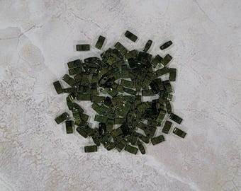 Miyuki Half Tila Bead, Olive Green Gold Luster, 2-Hole, 5 x 2 mm, 2-Hole Czech Bead, (TLH306)