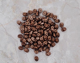 SuperDuo Metalust Burnt Copper, 2 hole Beads, (duo523980-24201), 2.5mmx5mm, 9 grams