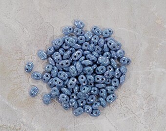SuperDuo, Blue Luster, 2 hole Beads, (14464), 2.5mmx5mm, 9 grams