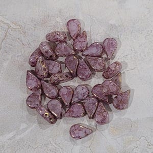 Amos par Puca-kraal, lichtroze opaalbrons, 2 gaten, (71110-15496), 30 stuks, 5 x 8 mm