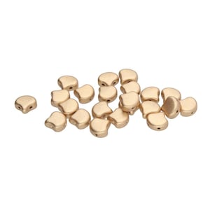Ginko Bead, Matte Metallic Flax (Pale Bronze Gold), 2 Hole Bead, (01710), 7.5 mm, 30 count