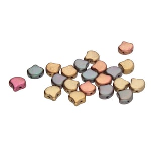 Ginko Bead, Matte Metallic Bronze Iris (Violet Rainbow), 2 Hole Bead, 7.5 mm, 30 count, (01640)