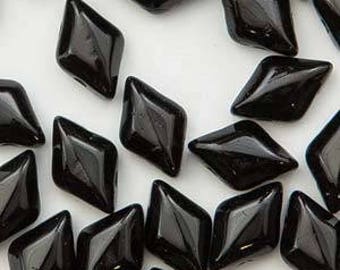 GemDuo Beads, Jet, 40 count, 5 x 8 mm 2-Hole Czech Bead, (GD-23980)