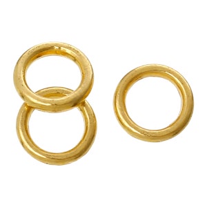 Geschlossene, gelötete Biegeringe, 6mm, vergoldet, 50 Stück (JRC-6-G)