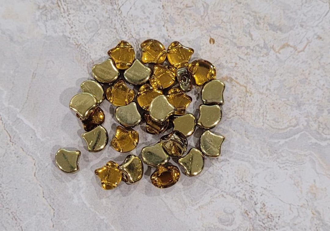 Ginko Bead, Backlit Golden Ice, 2 Hole Bead, (GNK-10060 Ginko Bead, Backlit Golden Ice, 2 Hole Bead, (GNK-10060