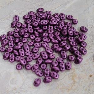 SuperDuo, Pearl Coat Bordeaux, 2 hole Beads, (duo525032), 2.5mmx5mm, 9 grams