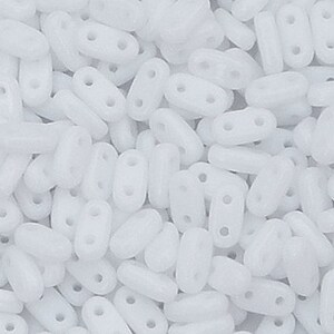 CzechMate Bar, Opaque White, 2 Hole Bead, (0300), 5 grams