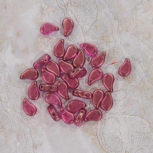 Paisley Duo Bead, Halo French Rose, 2 Hole Glass Beads, (29260), 8x5mm, 30 count