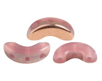Arcos® Par Puca® Bead, Rose Opal Capri Gold, 3-hole, 30
