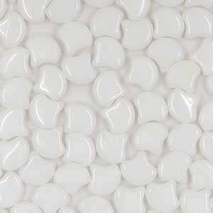 Ginko Bead, White, 2 Hole Bead, 7.5 mm, 30 count