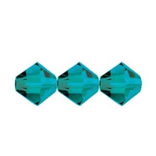 3mm Bicone Crystals, Blue Zircon, 25 count