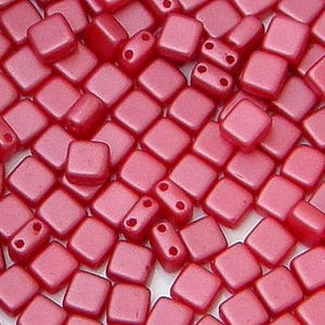 Tile Mini, 2 Hole Bead, Pastel Dark Coral, 30 count, (tile-25010)