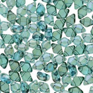 MINI GemDuo Beads, Aquamarine Clarit, 50 count, 6 x 4 mm 2-Hole Czech Bead, (GD-64-60020-22901)