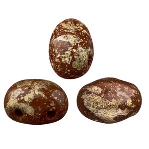 Può includere: Tre perline ovali di colore marrone e oro macchiate. Le perline hanno un colore marrone e oro screziato con un motivo macchiato.