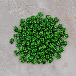 SuperDuo Metalust Apple Green, 2 hole Beads, (duo523980-24205), 2.5mmx5mm, 9 grams