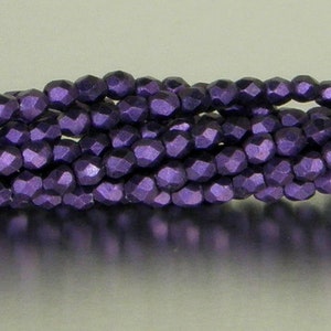 Fire Polish, Metallic Suede Purple, 2 mm Round Bead, (79021), 50 count