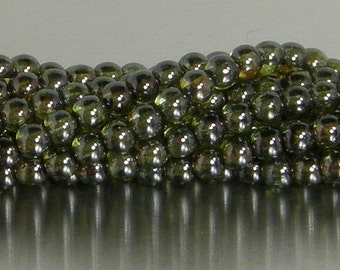 4mm Round Bead, Luster Transparent Green, Druk Bead, (5-04-65431), 100 count