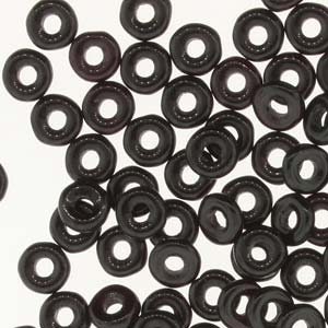 O Beads, Jet (23980), 3.8 mm x 1 mm , 5 Gramm, Spacer Bead, Tschechisches Pressglas
