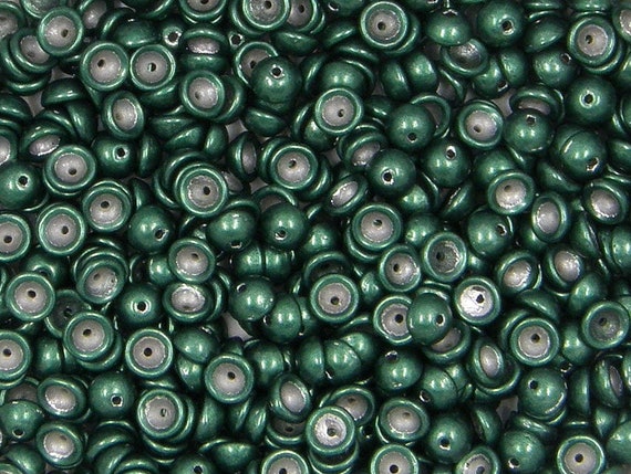 Teacup Bead, Saturated Metallic Martini Olive, X Mm, Bead Cap - Main Image