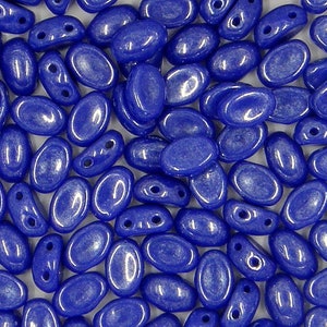 Samos® par Puca® Bead, Opaque Sapphire Luster, 2-Hole, 25 count, 7 x 5 mm, (33050-14400)